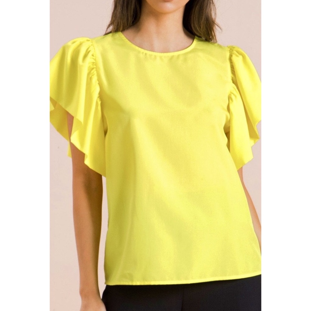 JEALOUS TOMATO Yellow Ruffle Sleeve Top